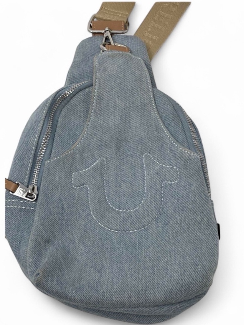 True Religion horse shoe denim crossbody bag / purse. - Picture 3 of 7